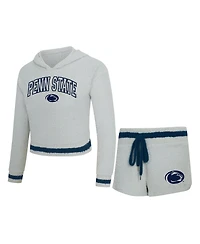 Concepts Sport Women's 2-Piece Gray/Navy Penn State Nittany Lions Whitley Long Sleeve Hoodie Top and Shorts Set