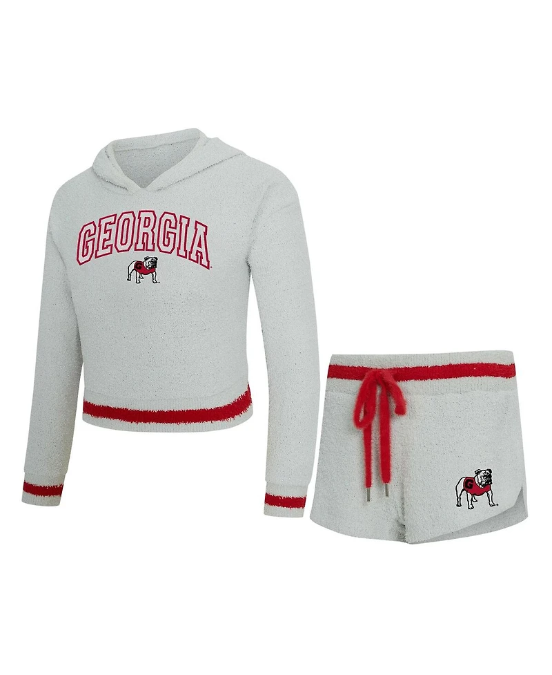 Concepts Sport Women's 2-Piece Gray/Red Georgia Bulldogs Whitley Long Sleeve Hoodie Top and Shorts Set