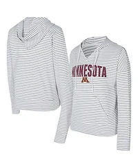 Concepts Sport Men's White/Gray Minnesota Golden Gophers French Terry Striped V-Neck Pullover Hoodie