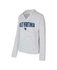 Concepts Sport Men's White/Gray West Virginia Mountaineers French Terry Striped V-Neck Pullover Hoodie