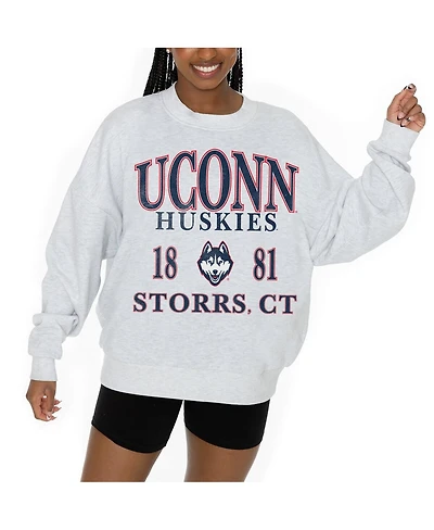 Gameday Couture Women's Ash UConn Huskies Premium Fleece Pullover Sweatshirt