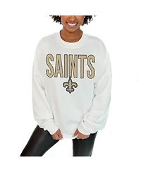 Gameday Couture Women's White New Orleans Saints Just Go With It Oversized Long Sleeve Crewneck Sweatshirt