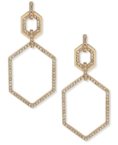 Karl Lagerfeld Paris Glass Stones Pave Large Drop Earrings