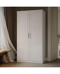 Palace Imports 100% Solid Wood Urban 2-Door Wardrobe Armoire with Raised Panel Doors