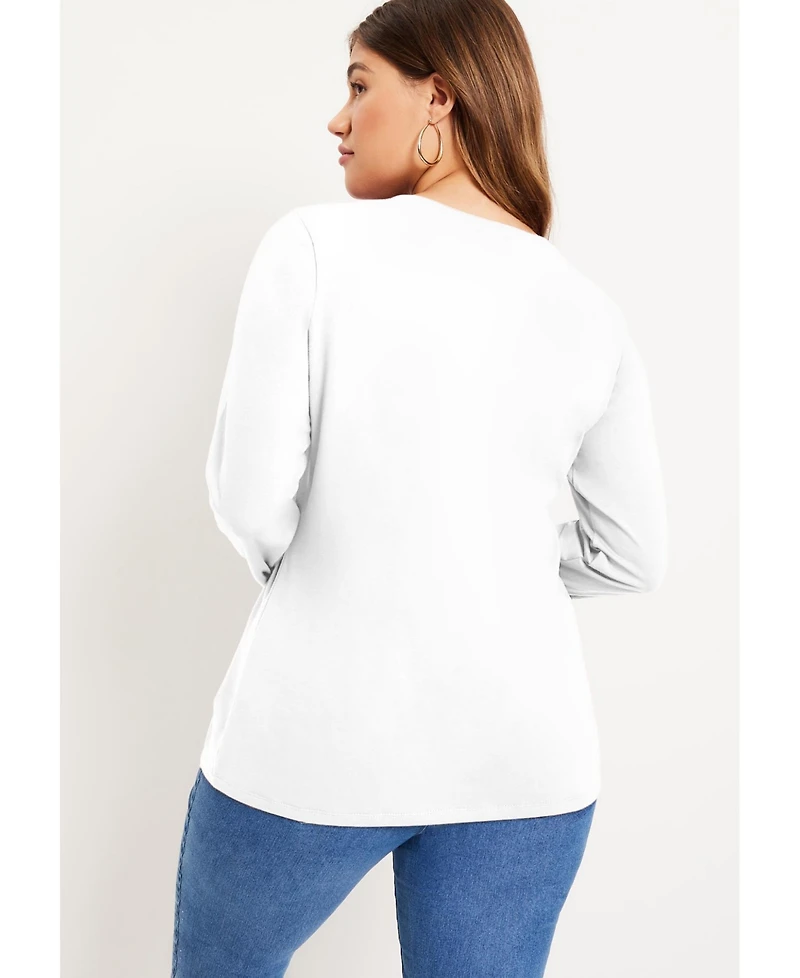 June + Vie Women's Plus Size Long-Sleeve Crewneck One + Only Tee