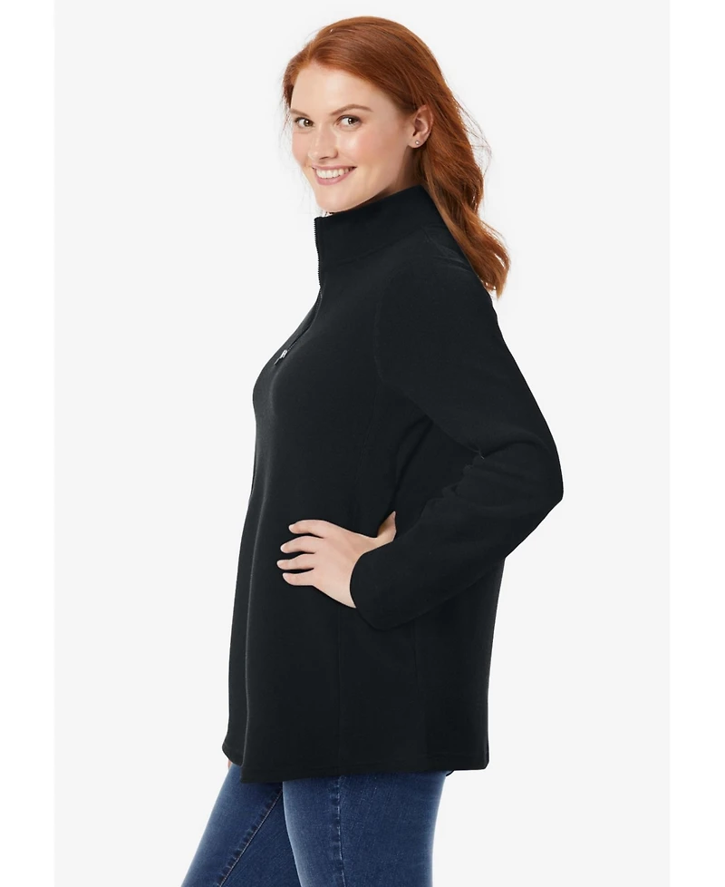 Woman Within Women's Microfleece Quarter-Zip Pullover