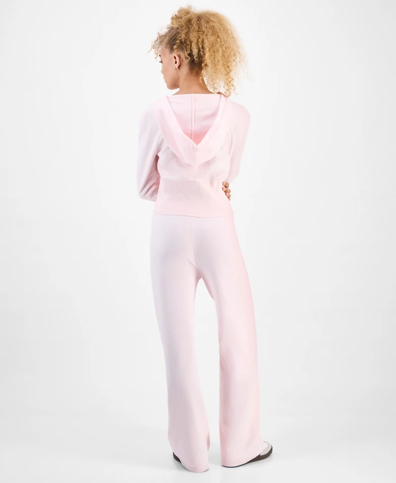 Hippie Rose Juniors' Chenille Wide-Leg Knit Pants