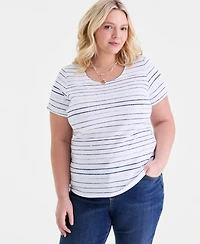 Style & Co Plus Printed Scoop-Neck Short-Sleeve T-Shirt, Macy's Exclusive