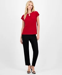 Kasper Women's Diamond-Keyhole Extended-Shoulder Blouse