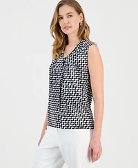 Kasper Women's Printed Knot-Neck Sleeveless Top