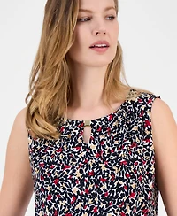Kasper Women's Printed Keyhole Sleeveless Top