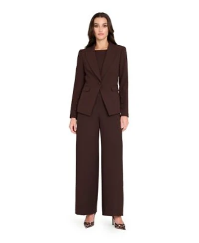 Tahari Asl Womens Peak Lapel One Button Jacket Mid Rise Wide Leg Pants