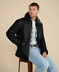 Furniq Uk Men's Suede Shearling Jacket