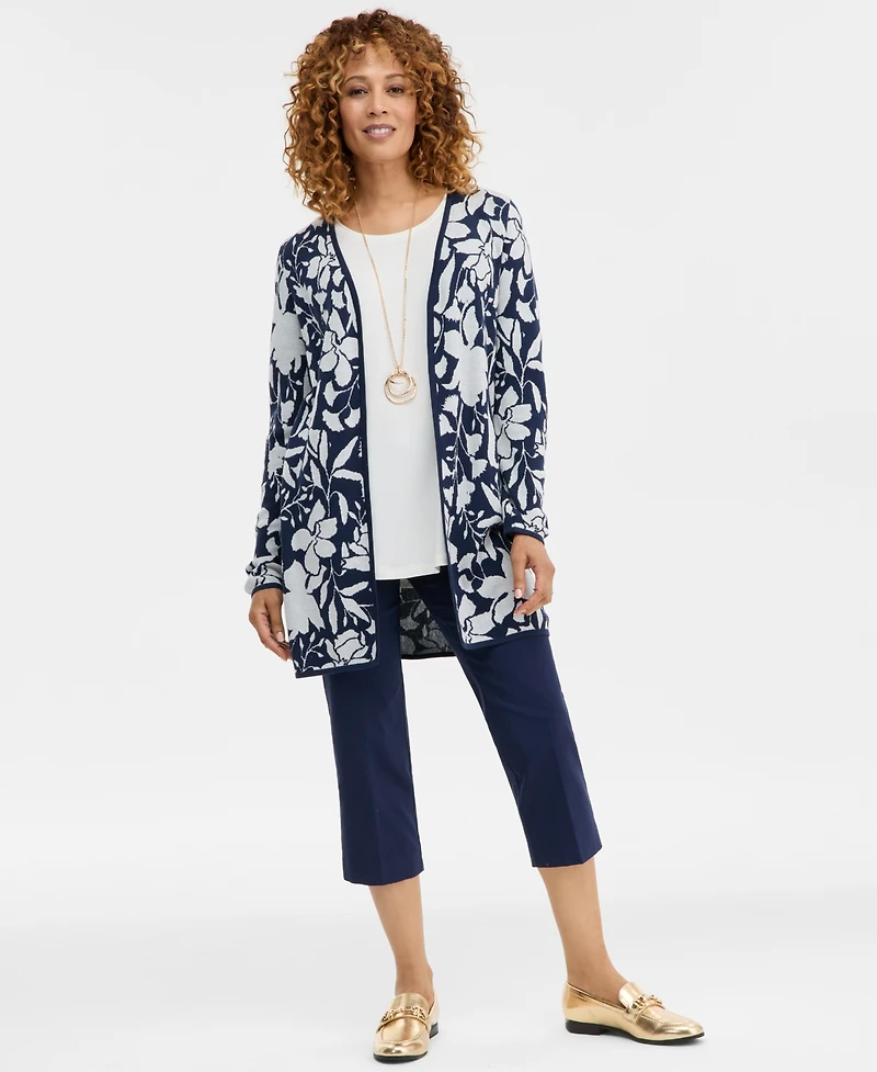 Jm Collection Women's Floral Jacquard Cardigan Sweater, Macy's Exclusive