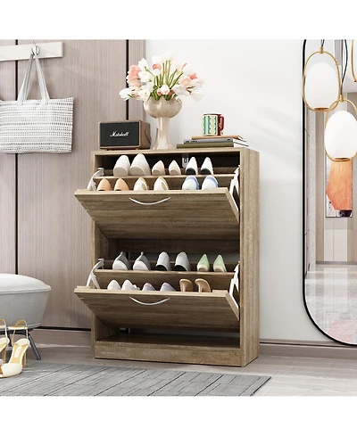 Shoe Cabinet with 2-Shutter Door, Rack