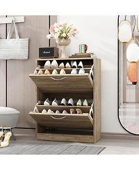Shoe Cabinet with 2-Shutter Door, Rack