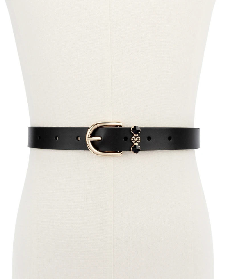 kate spade new york Women's Faceted Flower Buckle Belt