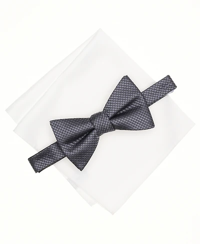 Alfani Men's Mini-Pattern Bow Tie & Solid Pocket Square Set, Exclusively at Macy's