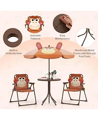 Kids Picnic Table & Chair Set with 2 Folding Chairs Height Adjustable Umbrella