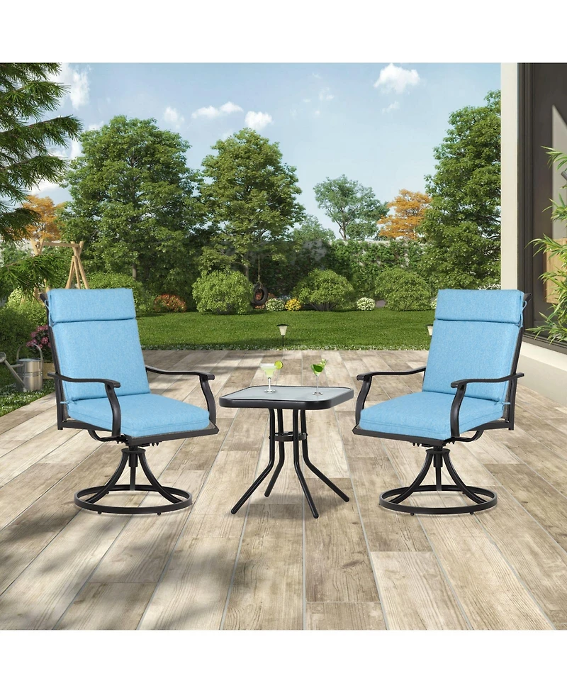 Aoodor Outdoor Dining Chair cushion Set, 37"x20"x2.8" High back with Ties and Zipper