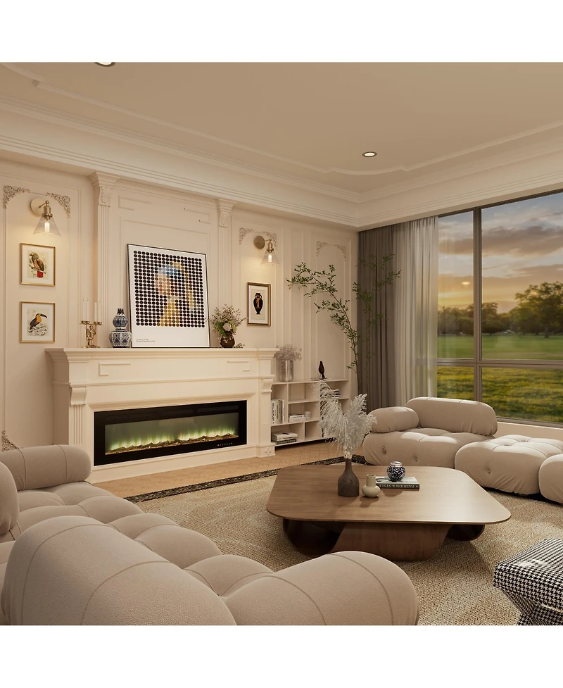 60''Classic Built-in or Wall-Mounted Direct Vent Electric Fireplace