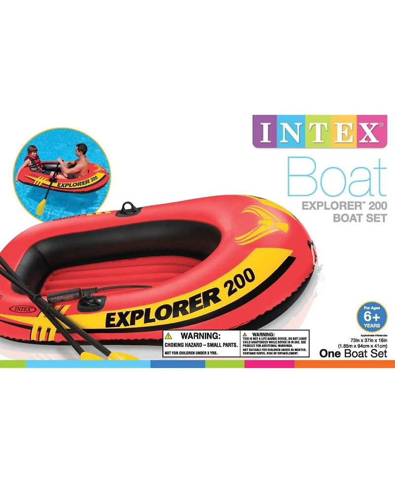 Intex Explorer 200 Inflatable 2 Person River Boat Raft Set with 2 Oars & Pump