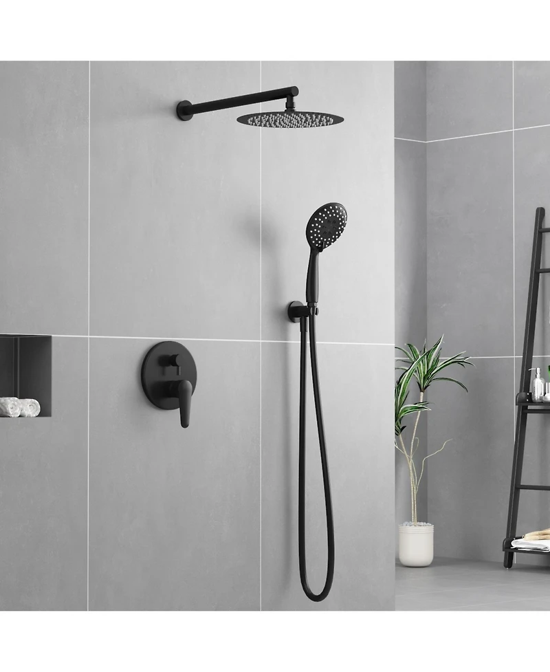 10-Inch 5-Spray Shower Faucet Handheld Shower Combo Kit with Rain Shower Head,with Valve