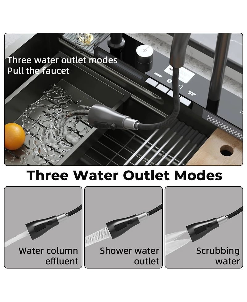 31.5-Inch Drop-In Single Bowl 304 Stainless Steel Kitchen Sink, Pull-Down Faucet Kitchen Set