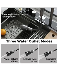 31.5-Inch Drop-In Single Bowl 304 Stainless Steel Kitchen Sink, Pull-Down Faucet Kitchen Set