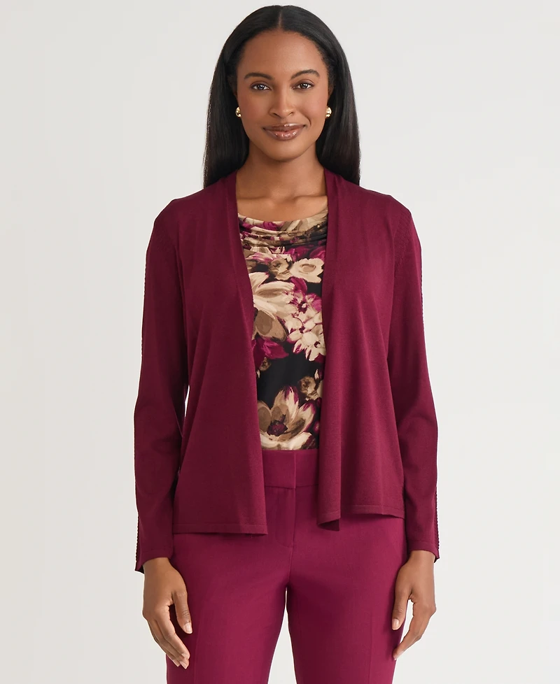 Kasper Women's Stitch-Trim A-Line Open-Front Jacket