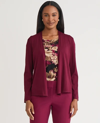 Kasper Women's Stitch-Trim A-Line Open-Front Jacket