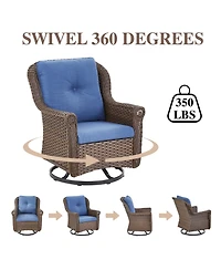 Gymojoy ChrysArm Wicker Patio 2-Piece Swivel Chairs Outdoor Rocking Chair with Thick Deep CushionGuard Olefin Cushion