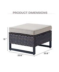 Gymojoy U-Frame Pe Wicker Outdoor Ottoman with Olefin Cushions (Set Of 2