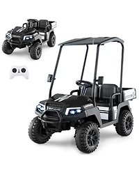 24V 7AH Kids Golf Cart 4WD 2 Seater Ride on Car with Sun Shade & Dump Bed