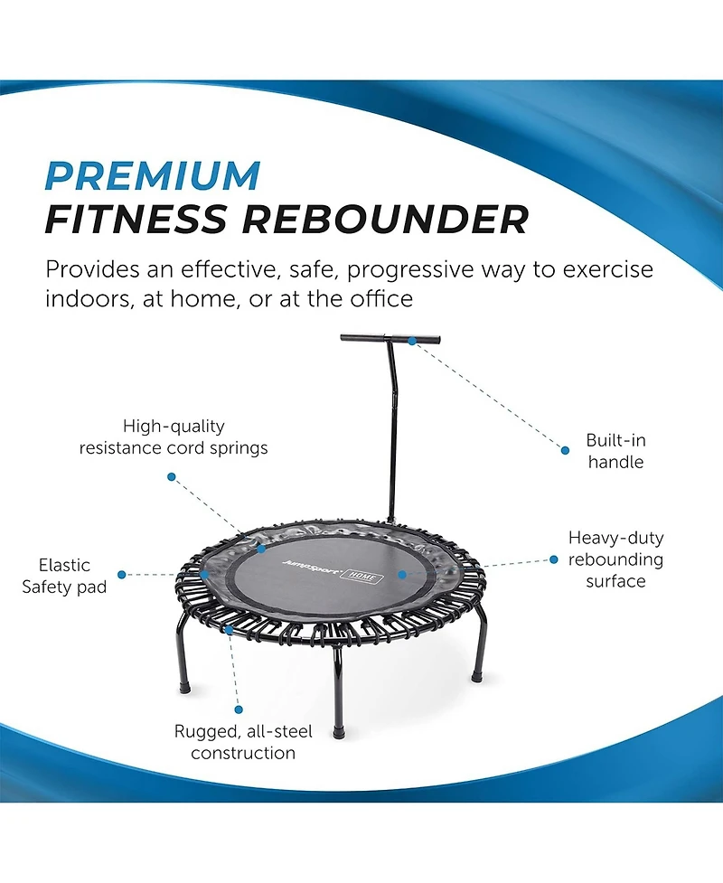 JumpSport Round Home Fitness Indoor Mini Rebounder Trampoline for Adults, Black