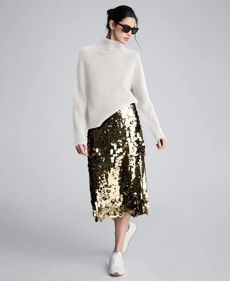 Kenneth Cole Women's Mock Neck Raglan Sweater