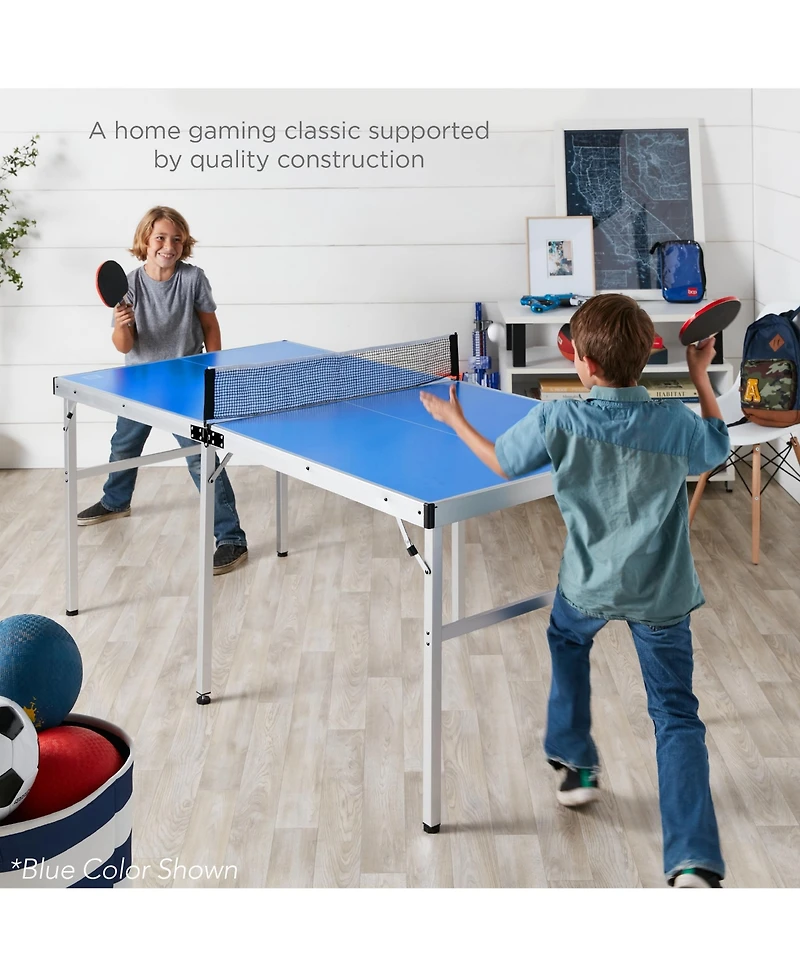 Best Choice Products 6x3ft Portable Ping Pong Table Game Set, Folding Table Tennis w/ 2 Paddles