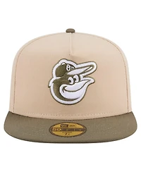 New Era Men's Light Beige/Olive Baltimore Orioles Two-Tone Color Pack A-Frame 59FIFTY Fitted Hat