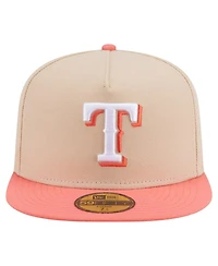 New Era Men's Light Beige/Coral Texas Rangers Two-Tone Color Pack A-Frame 59FIFTY Fitted Hat