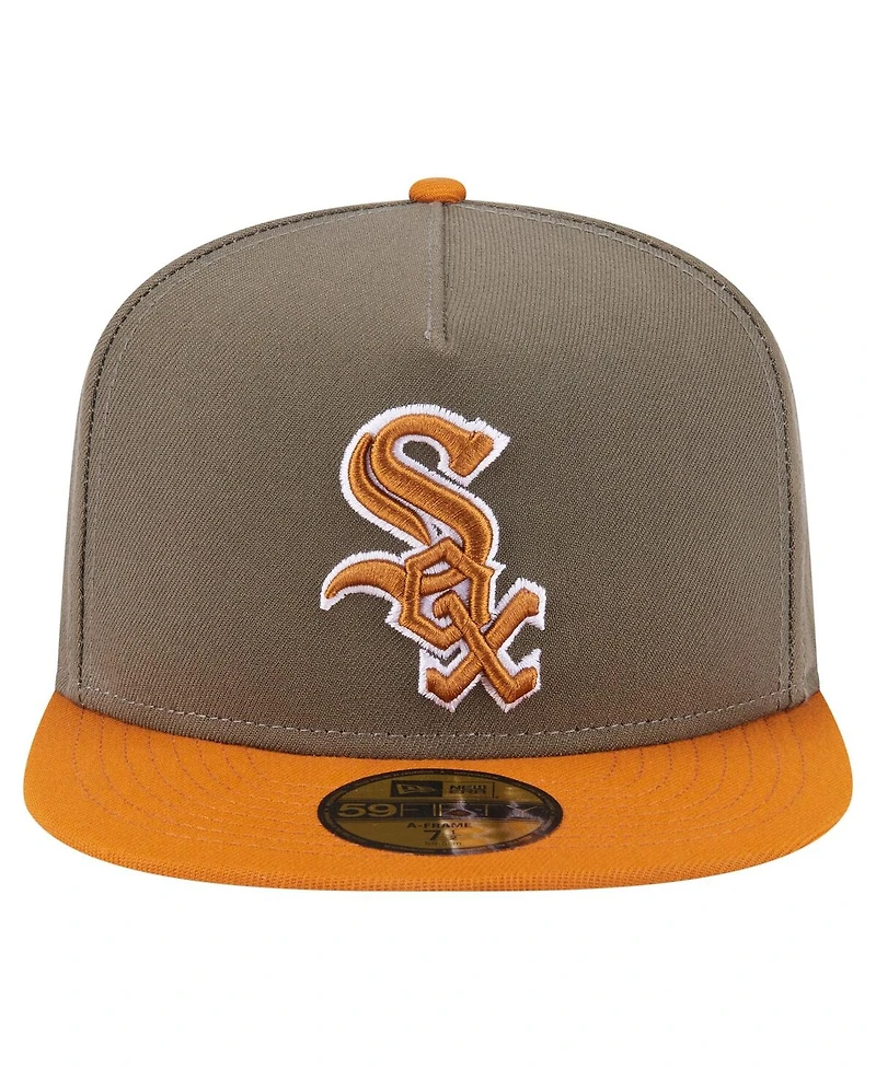 New Era Men's Olive/Orange Chicago White Sox Two-Tone Color Pack A-Frame 59FIFTY Fitted Hat