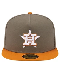 New Era Men's Olive/Orange Houston Astros Two-Tone Color Pack A-Frame 59FIFTY Fitted Hat