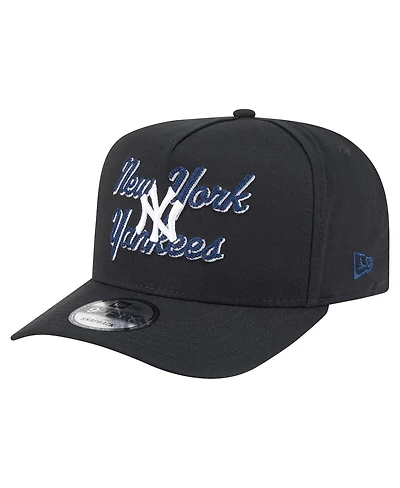 New Era Men's Black New York Yankees Chainstitch 9FIFTY A-Frame Snapback Hat