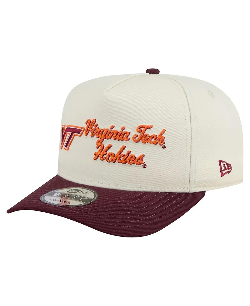 New Era Men's Cream/Maroon Virginia Tech Hokies Vintage Chainstitch 9FIFTY A-Frame Snapback Hat