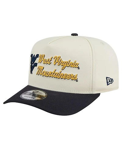 New Era Men's Cream/Navy West Virginia Mountaineers Vintage Chainstitch 9FIFTY A-Frame Snapback Hat
