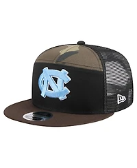 New Era Men's Black/Camo North Carolina Tar Heels Outdoor Wide Panel 9FIFTY Snapback Trucker Hat
