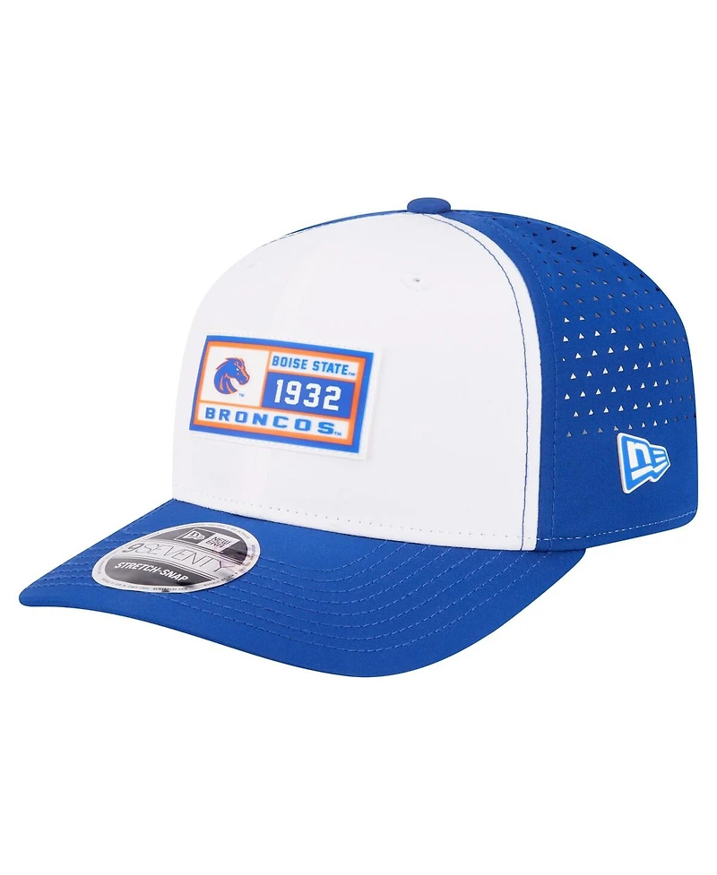 New Era Men's White/Royal Boise State Broncos Perforated Patched 9SEVENTY Adjustable Hat