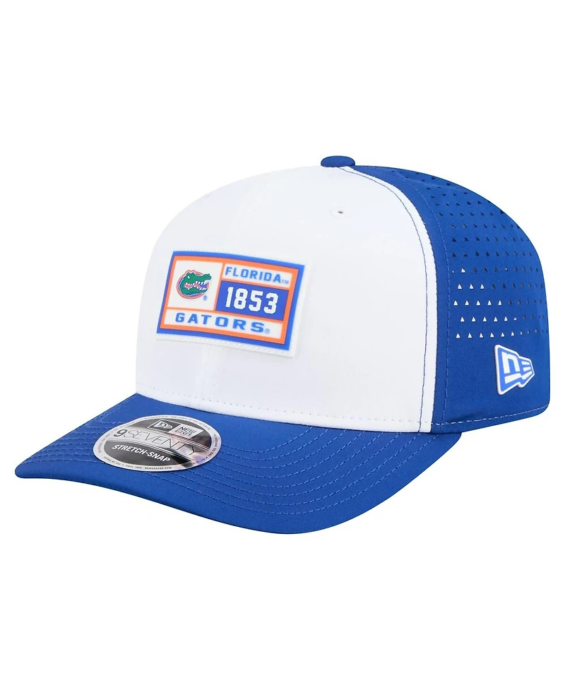 New Era Men's White/Royal Florida Gators Perforated Patched 9SEVENTY Adjustable Hat