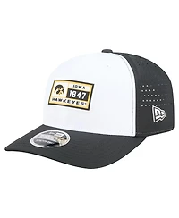 New Era Men's White/Black Iowa Hawkeyes Perforated Patched 9SEVENTY Adjustable Hat