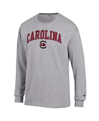 Champion Men's Heather Gray South Carolina Gamecocks Arch Over Logo Long Sleeve T-Shirt