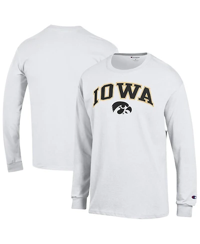 Champion Men's White Iowa Hawkeyes Arch Over Logo Long Sleeve T-Shirt